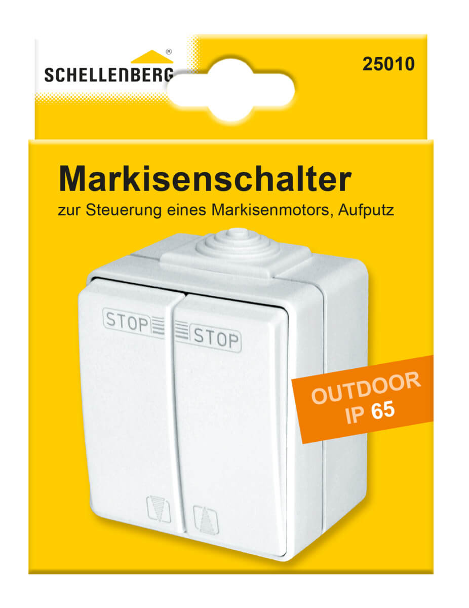 Schellenberg Markisenschalter zur Steuerung eines Markisenmotors, Outdoor tauglich IP65, Aufputzmontage