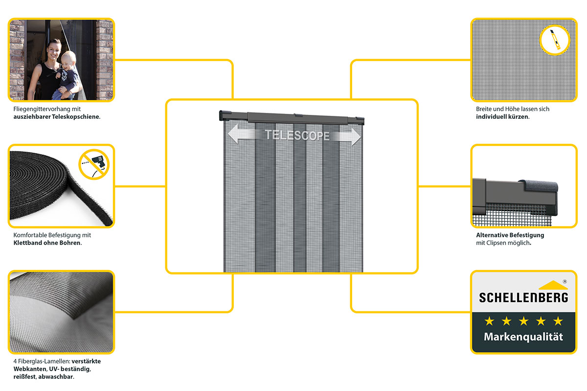 Insektenschutz-Teleskopvorhang anthrazit