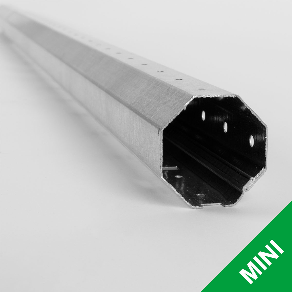 Detailaufnahme einer 40 mm Aluminium Mini-Achtkantwelle für Rollläden