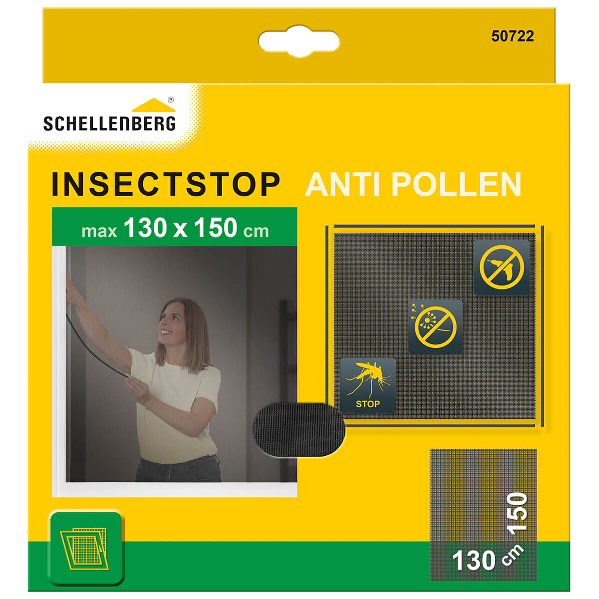 Pollen-Fliegengitter-Set 130x150 cm mit Befestigungsband