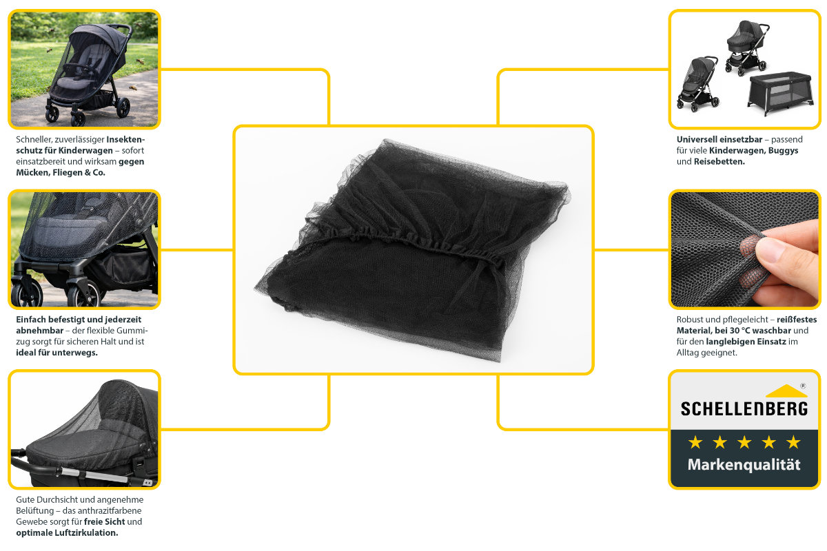 Schellenberg Moskitonetz für Kinderwagen 130x70x33 cm anthra