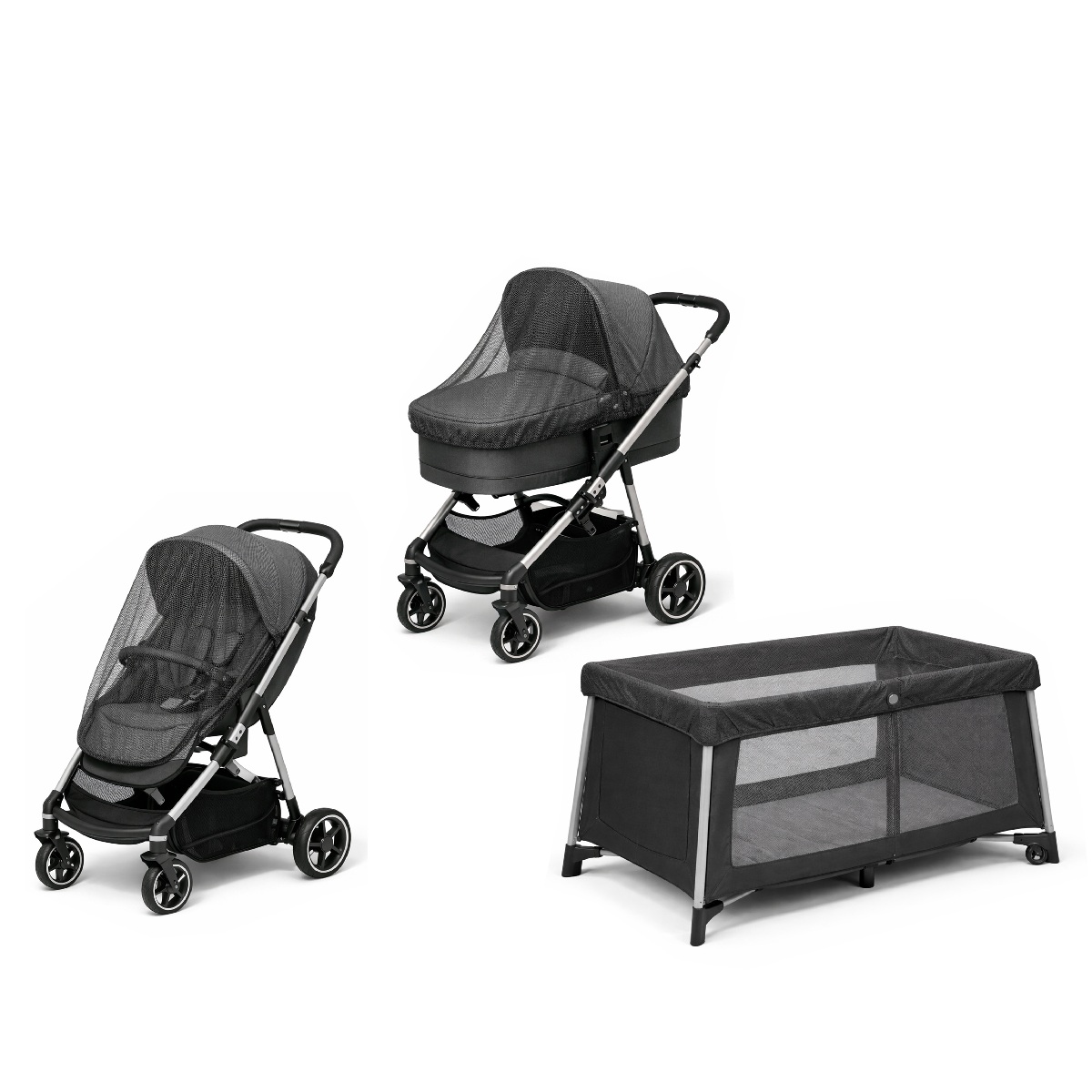 Schellenberg Moskitonetz für Kinderwagen und Babybett anthra